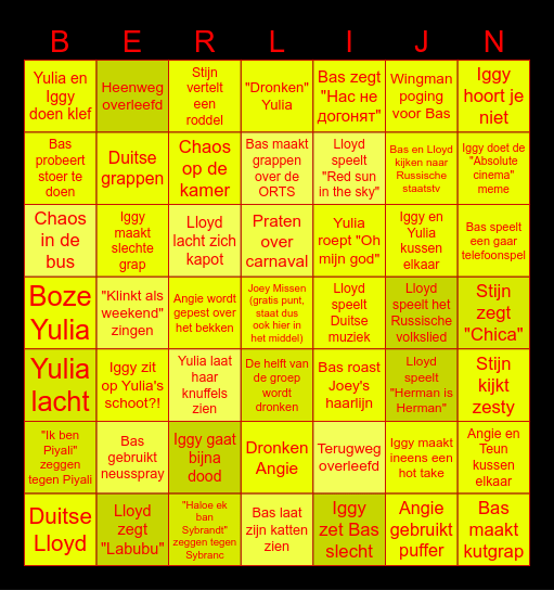 BerlijnBingo XXL Bingo Card