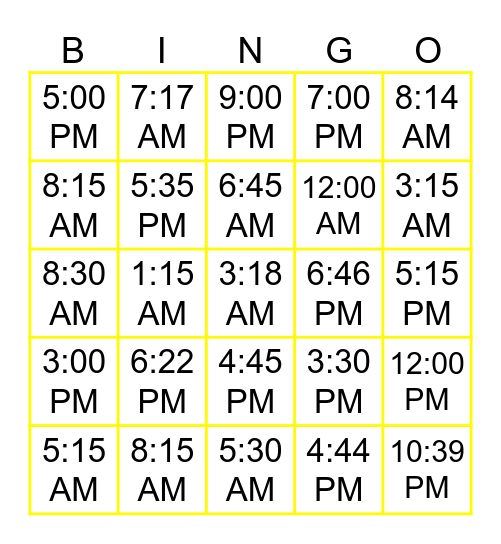 ¡El Tiempo en Español! Bingo Card