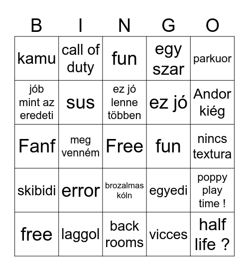 garry mod Bingo Card