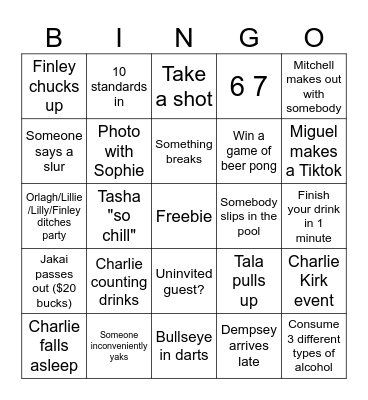 SOPHIE PARTY BINGOOOOOOOOO Bingo Card