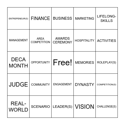 DECA BINGO Card