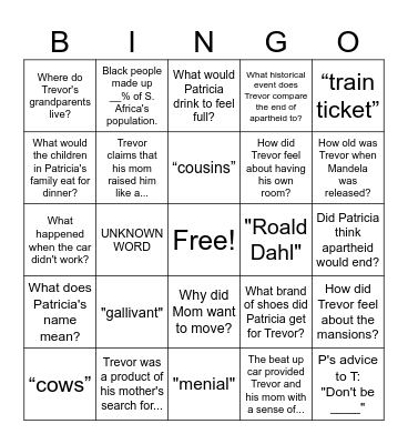 CH. 5 BINGO Card