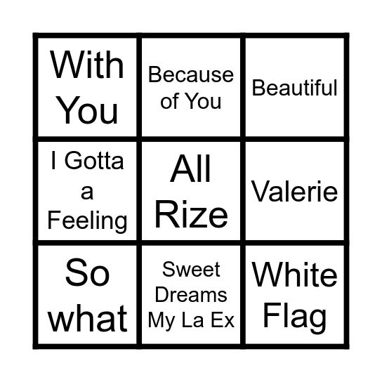 Noughties Bingo Card