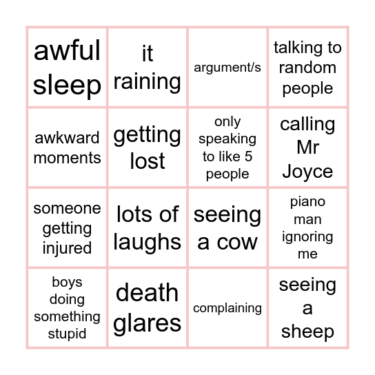 DofE silver 2025 bingo card Bingo Card