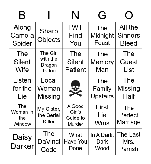 Thriller Titles Bingo Card