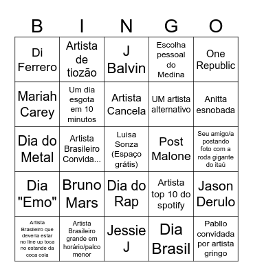 Bingo Rock in Rio 2026 Bingo Card