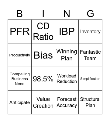 Supply Bingo Card