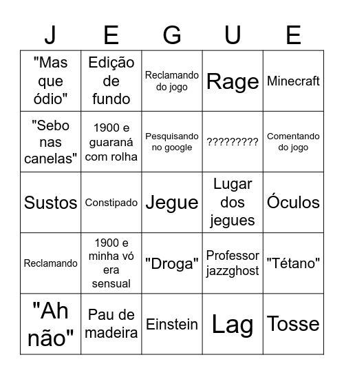 Jazzghost bingo Card