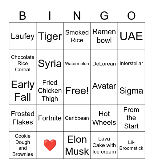 BIRTHDAY BOY Bingo Card
