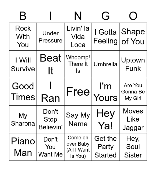 Through The Decades Bingo Card