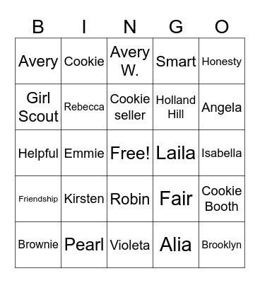 Brownie Bingo Card