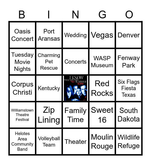 I Know What You Did This Summer BINGO Card