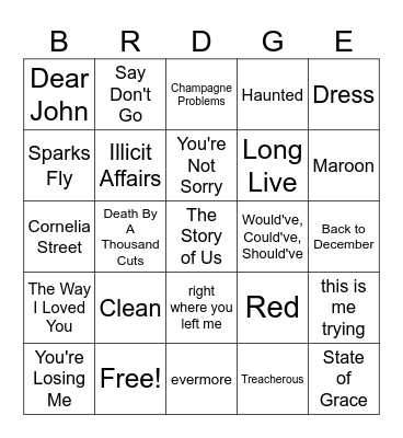 Bridges Bingo Card