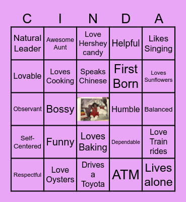 All About Cinda Bingo Card