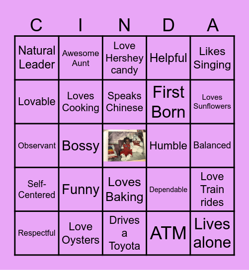 All About Cinda Bingo Card