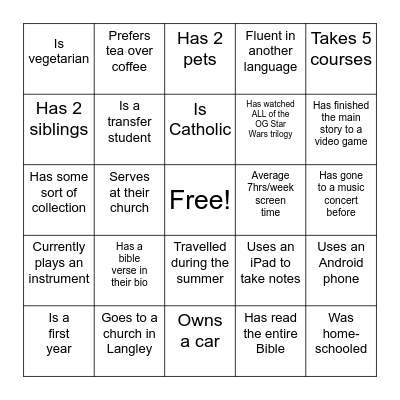 UCM SNF Bingo! Bingo Card
