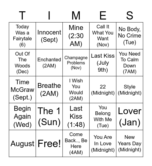 Untitled Bingo Card