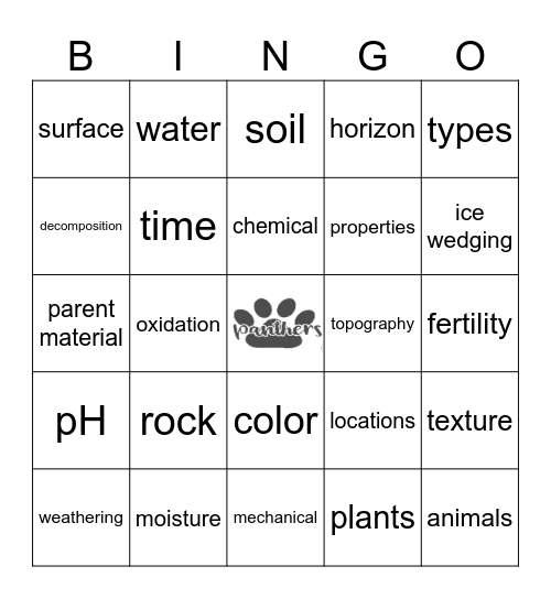 CH4 WEATHERING & SOIL Bingo Card