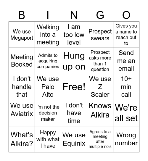 Prospect Bingo Card