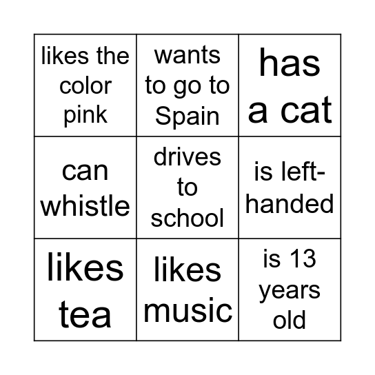 Find Someone Who Bingo Card