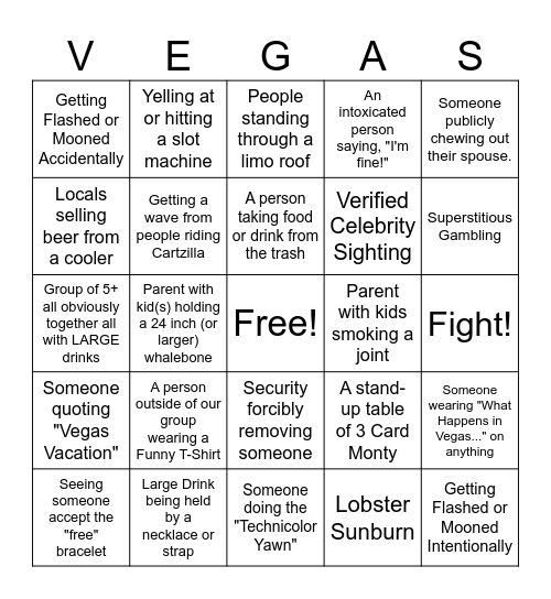 AV Fall 2025 Vegas Bingo 1 Bingo Card