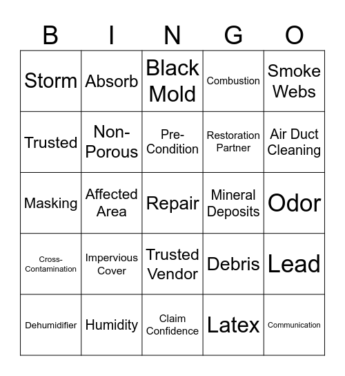 SERVPRO Bingo Card