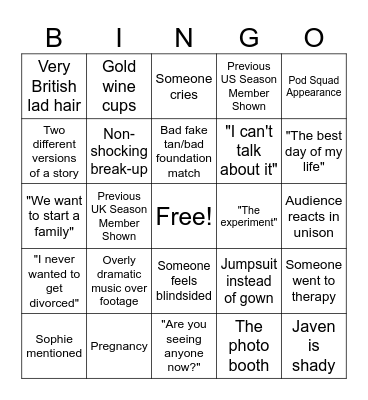 W&W:LIBUK2WP2025 The Reunion Bingo Card