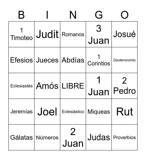 LIBROS BIBLICOS Bingo Card