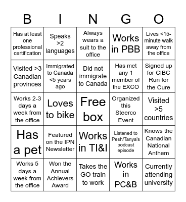 IPN Bingo Card