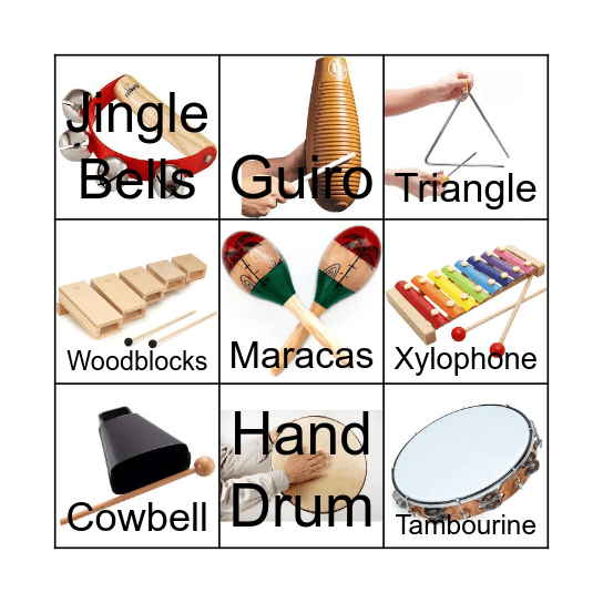 Kindergarten Instrument Bingo Card