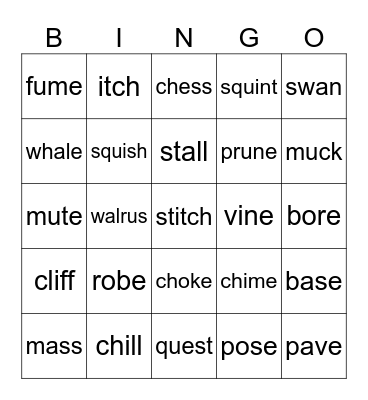 2 prepost Bingo Card