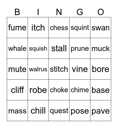 2 prepost Bingo Card