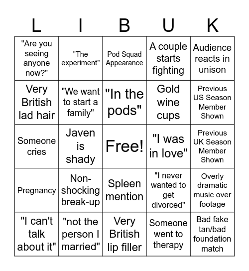 W&W:LIBUK2WP2025 The Reunion Bingo Card