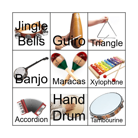 1st Grade Instrument Bingo Card