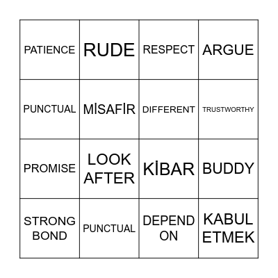 FRIENDSHIP Bingo Card