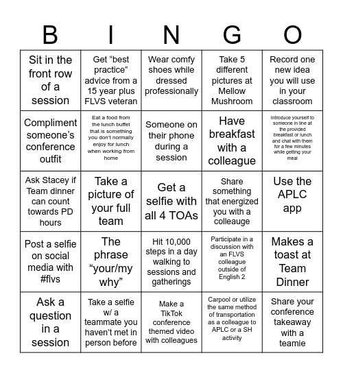 Williams SH  ___________________ Bingo Card