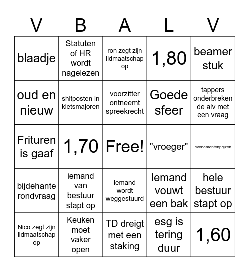 bakken vouwen Bingo Card