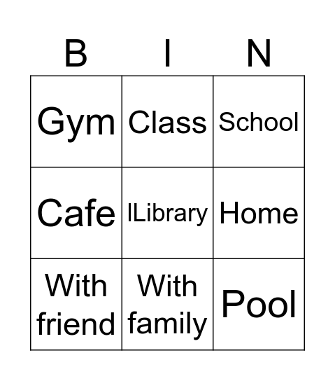 Bingo game Bingo Card