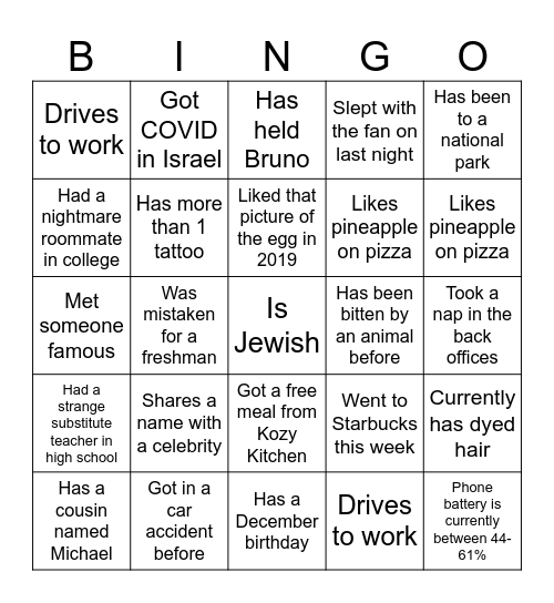 PST Bingo Card
