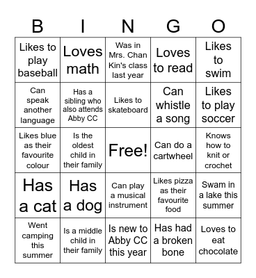 Find someone who... Bingo Card