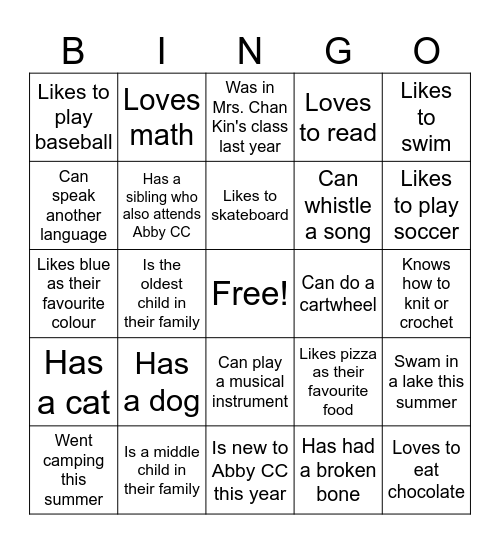 Find someone who... Bingo Card