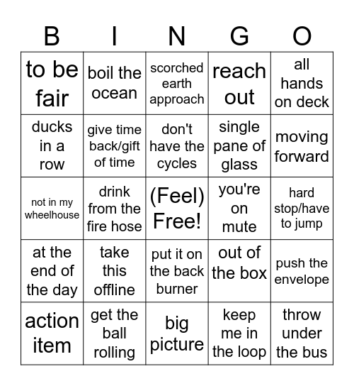 CORPO BINGO Card
