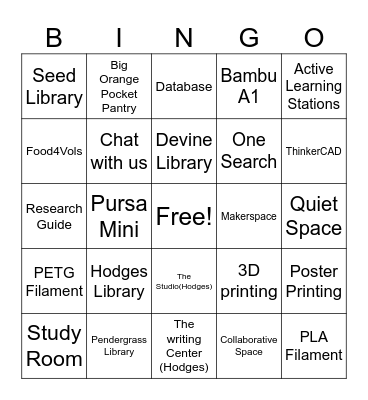Library Bingo Card