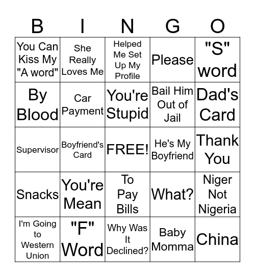 Customer Comments Bingo Card