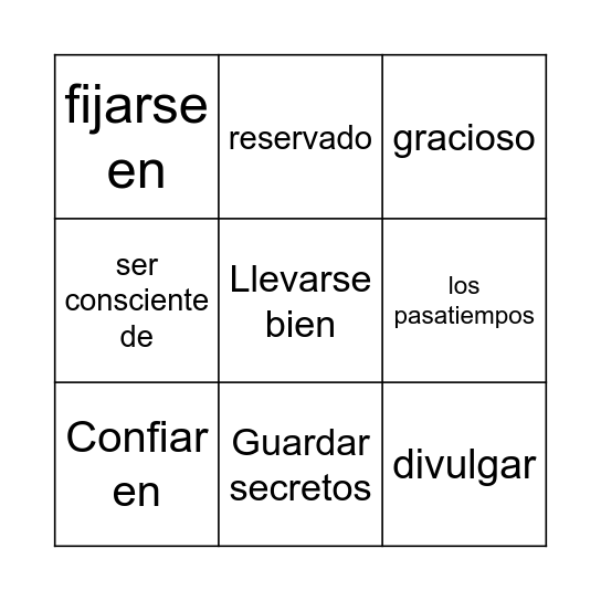 3 en raya Bingo Card