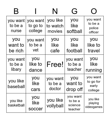 get to know you Bingo Card