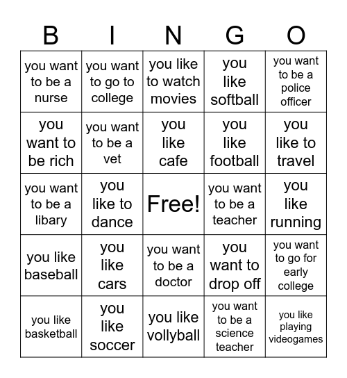 get to know you Bingo Card
