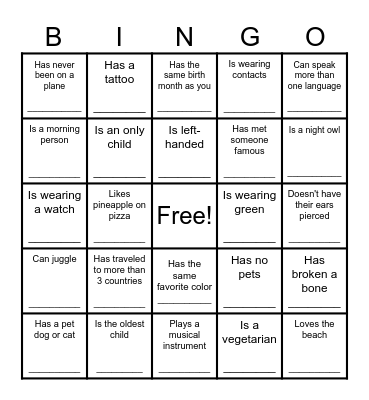 Find Someone Who... Bingo Card