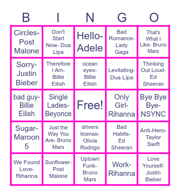 POP! Bingo Card