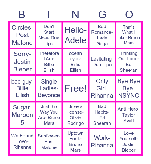 POP! Bingo Card